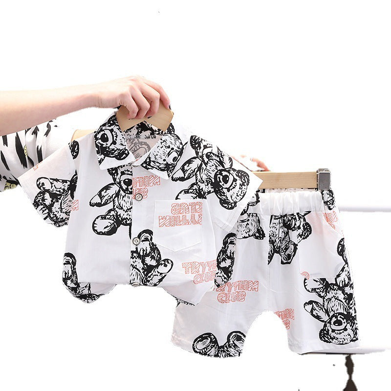 Stylish Baby Lapel Short Sleeve Shirt Suit: Lightweight Korean Children's Clothing