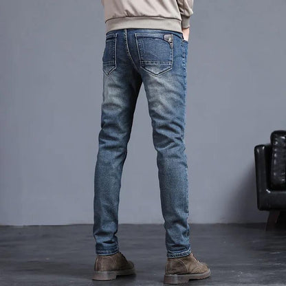 Men's Jeans Washed Slim Straight Stretch