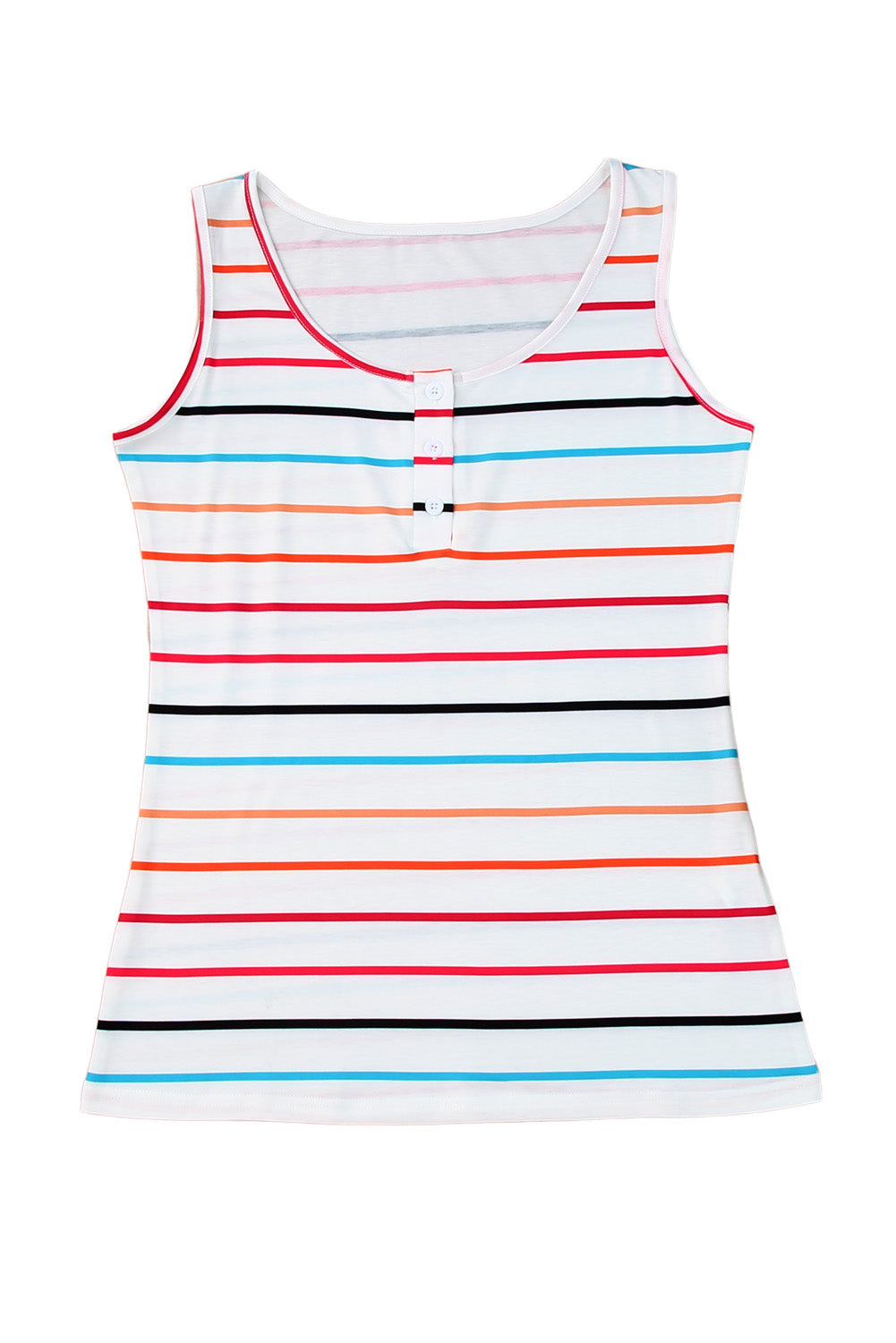 Stripe Button U Neck Tank Top