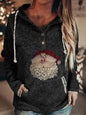 Retro Animal Nature Abstract Printing Brown Button Hoodie