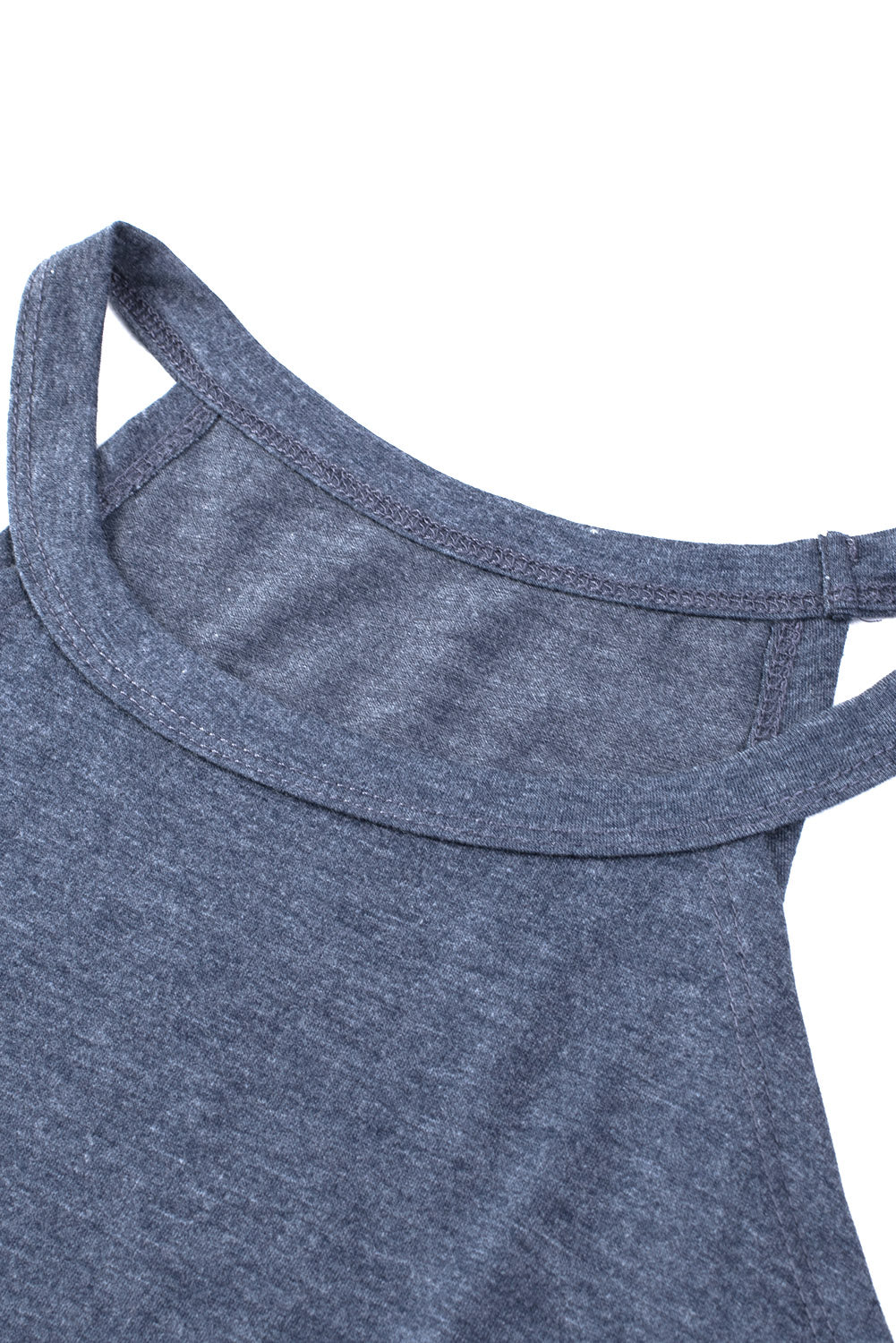 Blue Solid Color Crew Neck Tank Top