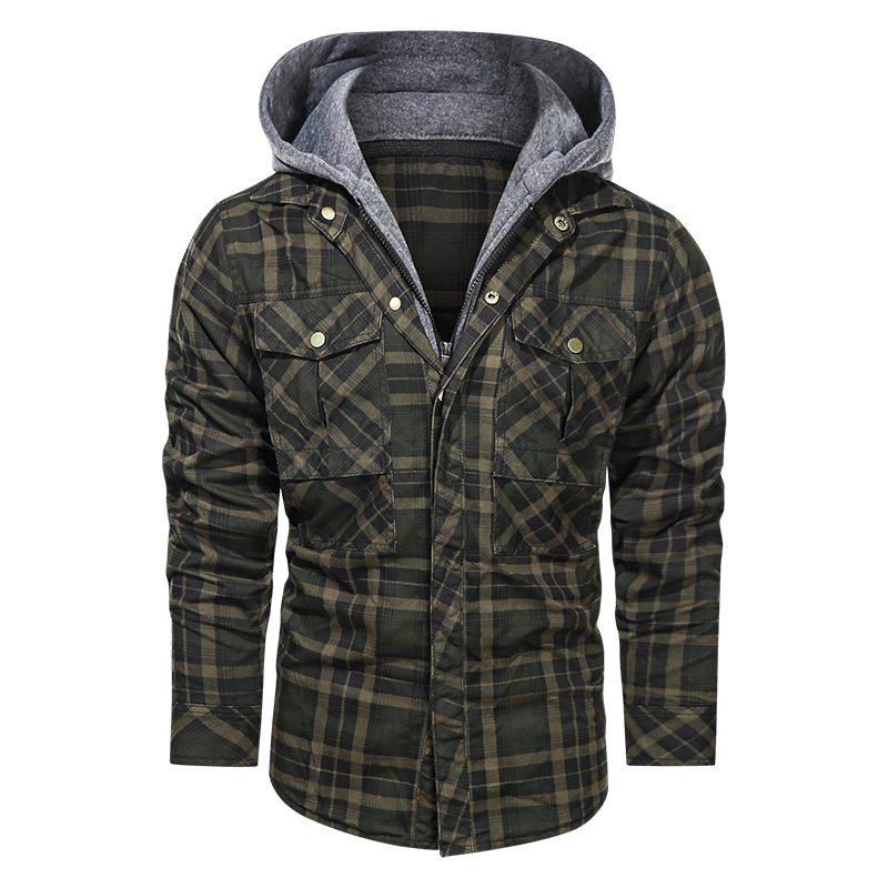 Men's Warm Fleece Thick Jacket with Detachable Hood: Stylish Outerwear for Autumn and Winter