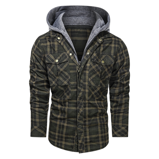 Men's Warm Fleece Thick Jacket with Detachable Hood: Stylish Outerwear for Autumn and Winter