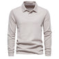 Men's Long Sleeve Polo Shirt - Casual Solid Color Top with Lapel