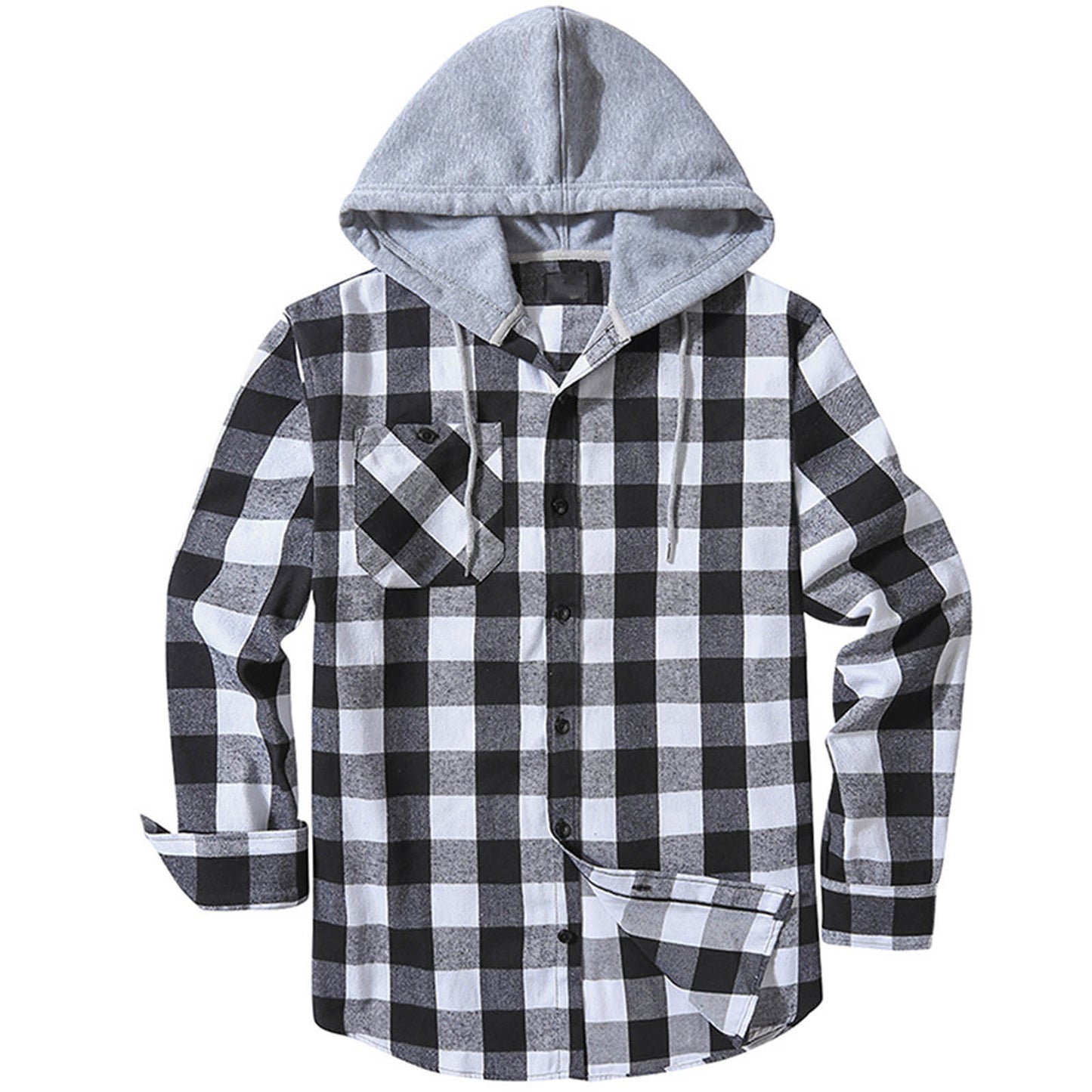 Stay Stylishly Comfortable: Men's Casual Hooded Plaid Shirt