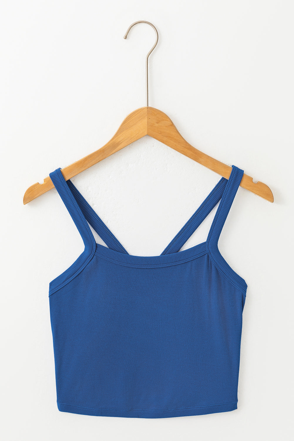 Navy Blue Athletic Ribbed Cropped Cami Top