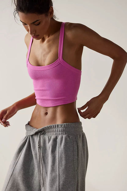 Bonbon Athletic Ribbed Cropped Cami Top