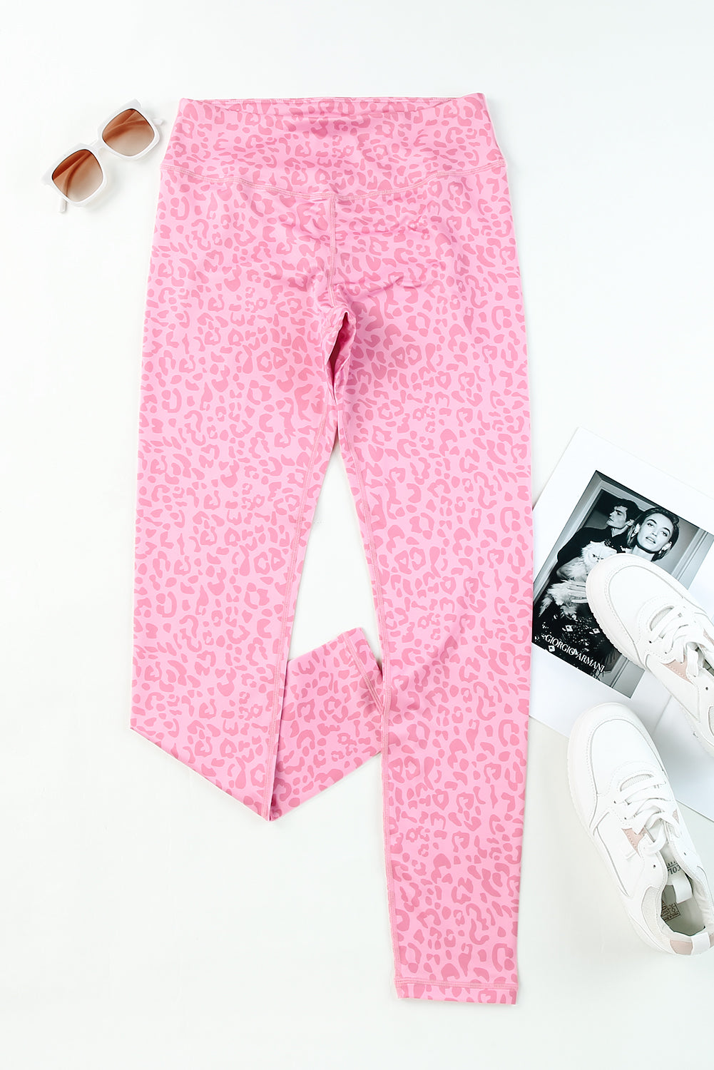 Pink Leopard Print  Ankle-length High Waist Leggings