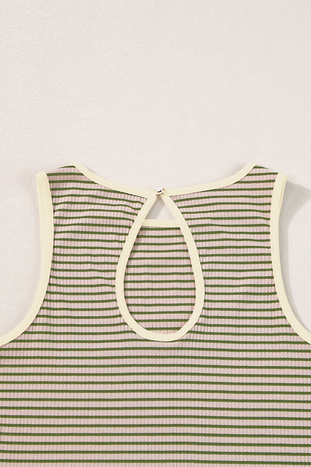 Green Stripe Striped Print Ribbed Knit Sleeveless Top