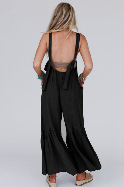 Black Wide Leg Ruffle Jumpsuit