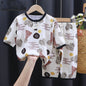 Summer Cotton Silk Air-Conditioning Baby Clothes: Cartoon Pajamas