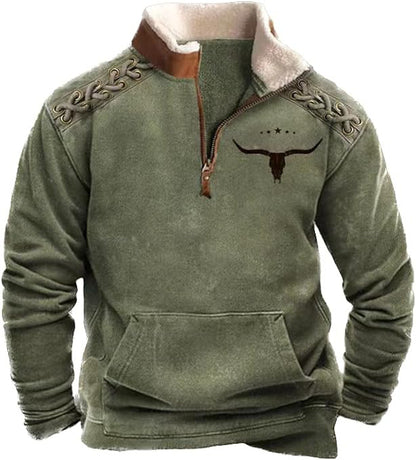 Trendy 3D Digital Printing Turtleneck Half Zipper Sweater