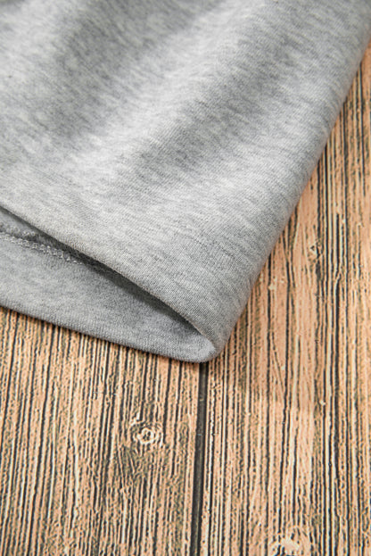 Light Grey Fleece Lined Half Zipper Kangaroo Pockets Loose Hoodie