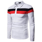 Stylish Tri-Color Stitching Lapel Men's Long Sleeve Shirt