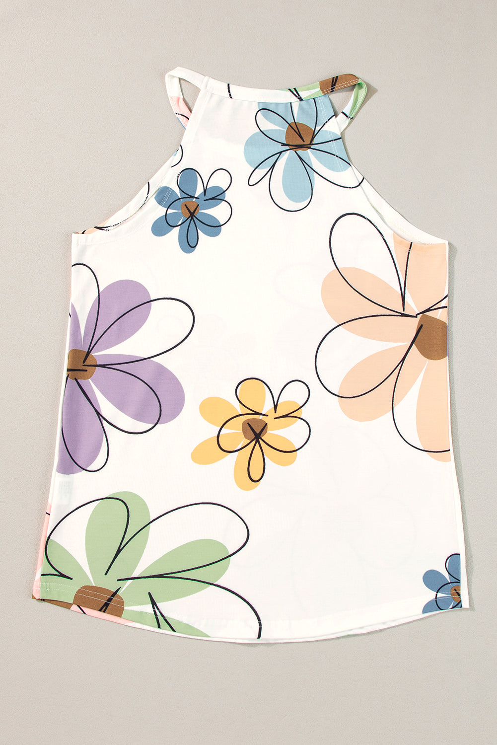 Beige Sweet Floral Tank Top