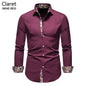 Men's Long-sleeved Shirt Lapel Slim-fit Assorted Colors Polyester Shirt