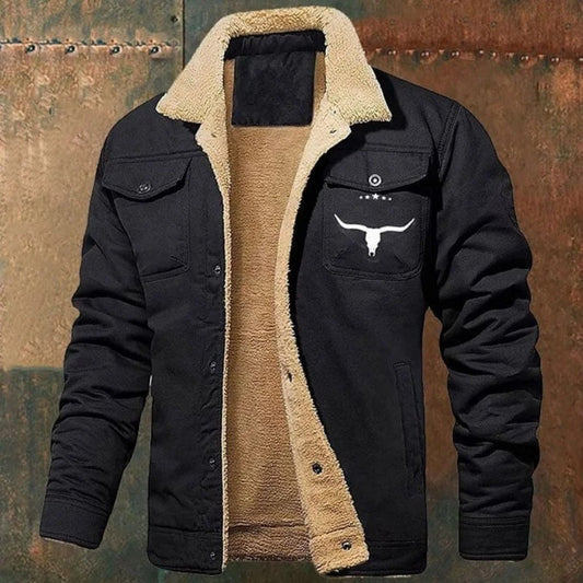 Stay Warm and Stylish with Men's Fleece-Lined Cotton Casual Jacket