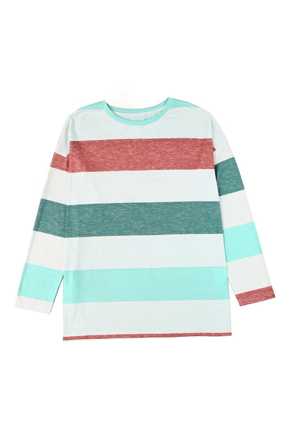 Green Plus Size Colorblock Pullover Top