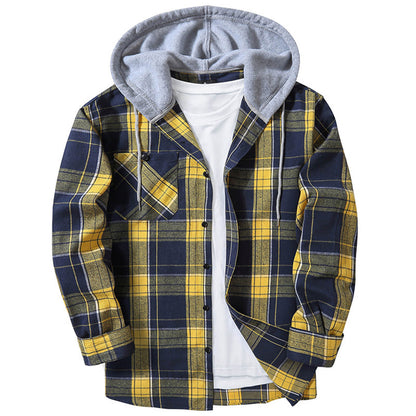 Stay Stylishly Comfortable: Men's Casual Hooded Plaid Shirt