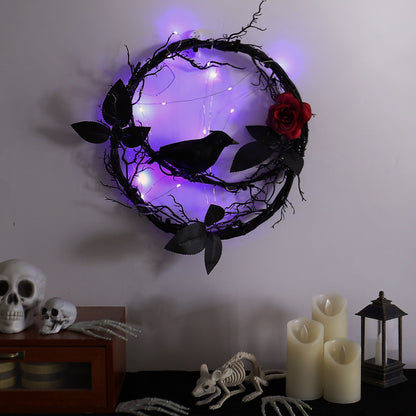 Halloween Glowing Dead Wood Black Crow Garland Decorations