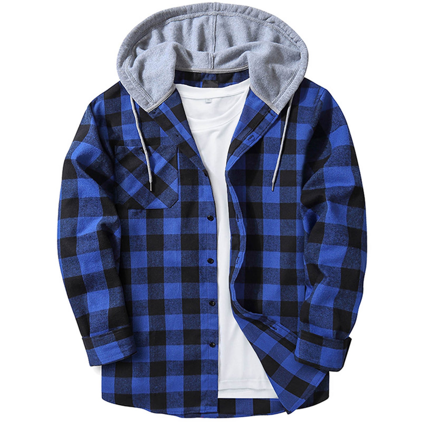 Stay Stylishly Comfortable: Men's Casual Hooded Plaid Shirt