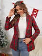 Women's Autumn and Winter Christmas Red Plaid Coat Top