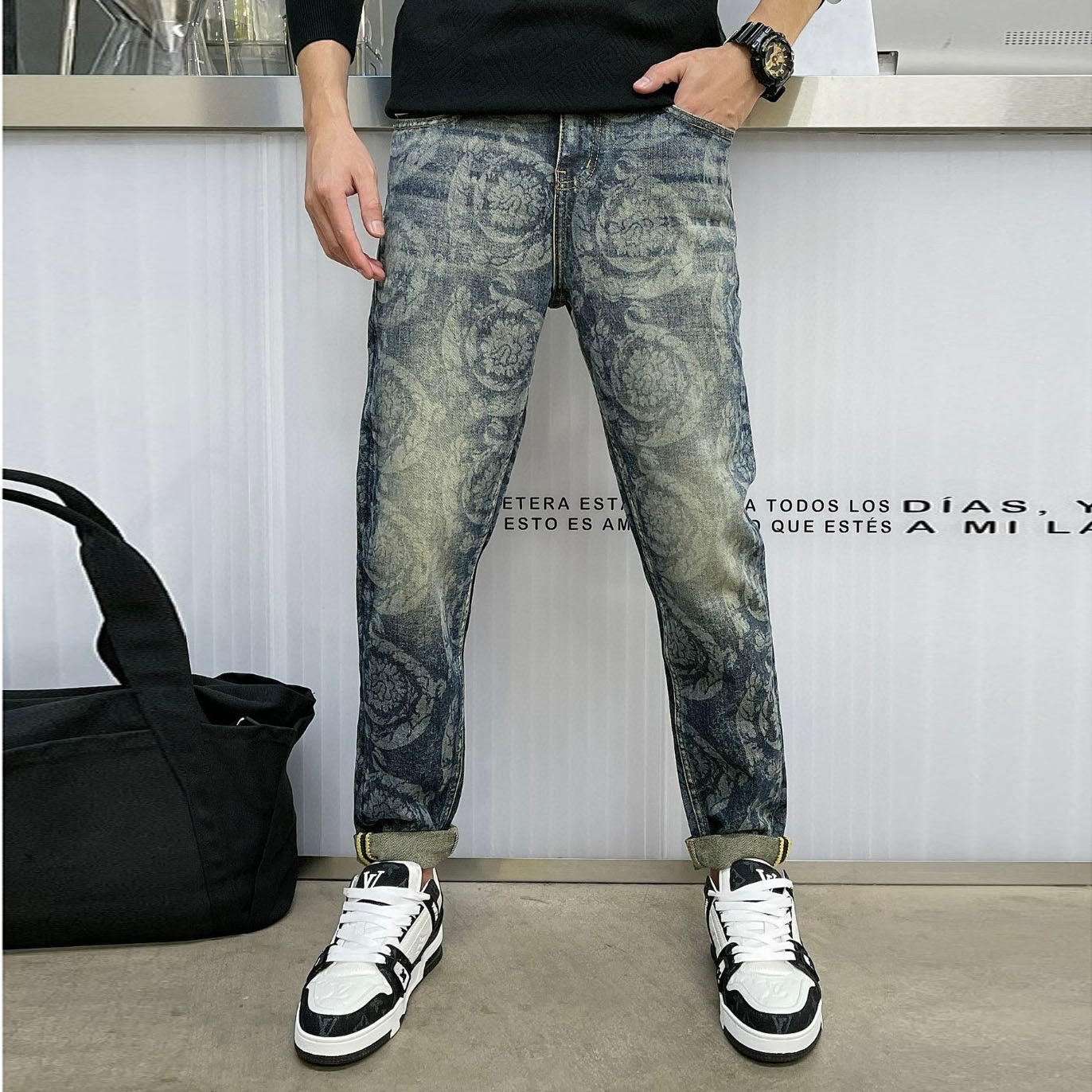 Fashion Men's Jeans Casual Stretch Pants