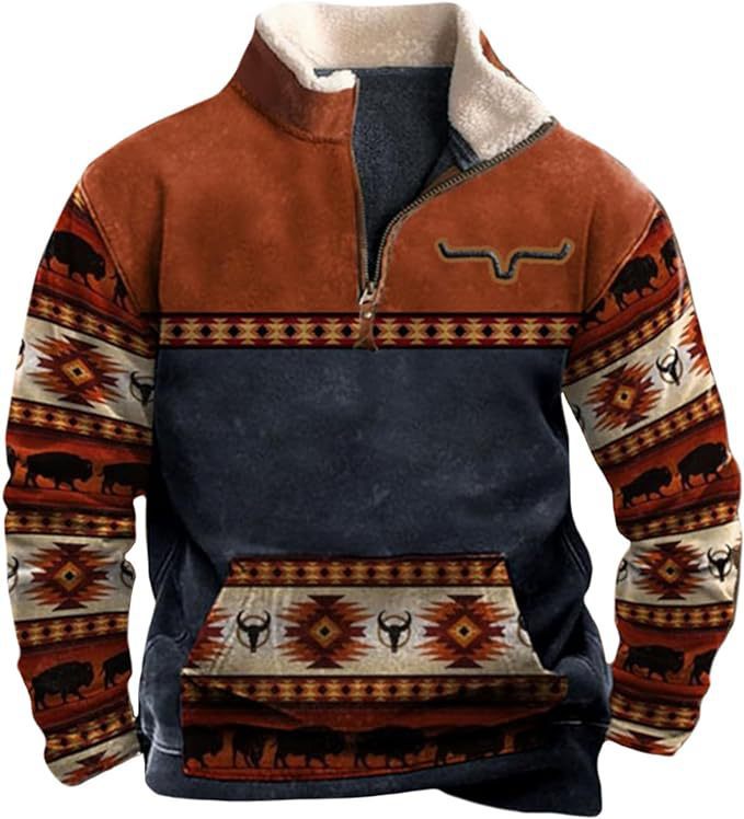 Trendy 3D Digital Printing Turtleneck Half Zipper Sweater