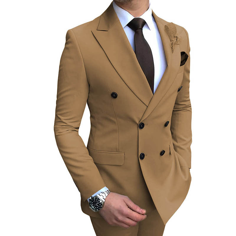 Elegant Double-Breasted Wedding Groomsman Suit