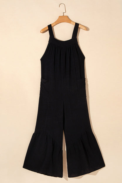 Black Wide Leg Ruffle Jumpsuit