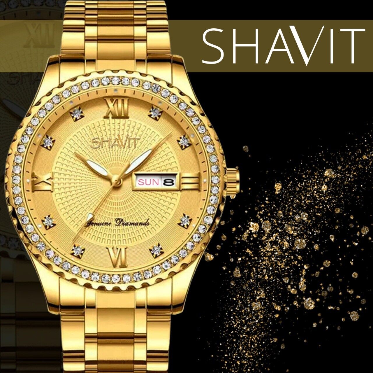 Men's Gold Stainless Steel Quartz Watch - Classic Business Wristwatch