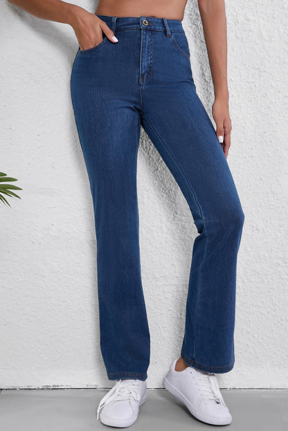 Ashleigh Blue Mid Waist Stretchy Knit Casual Bootcut Jeans