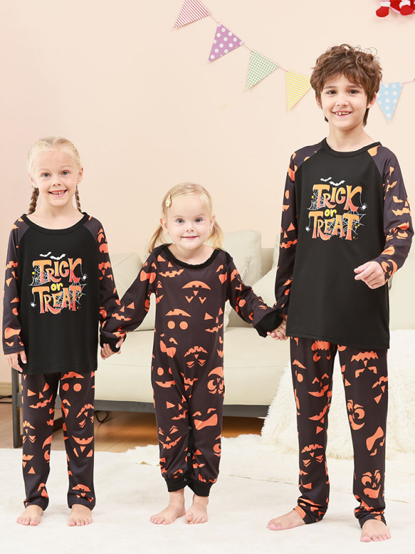 Halloween Christmas Parent-Child Loungewear Split Sleeve Set Two Piece Pajamas