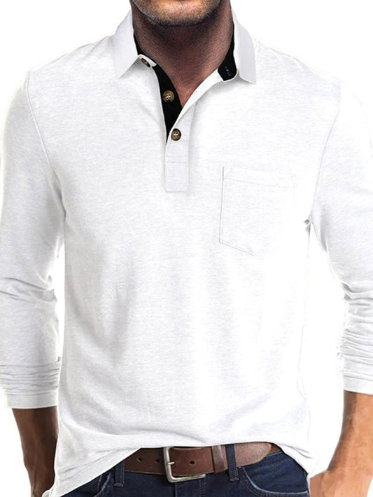 New Men's Long Sleeve Lapel Bottoming POLO Shirt Top