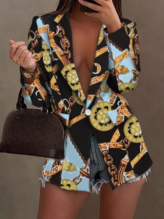 Long-sleeved fashion sexy printed small suit jacket