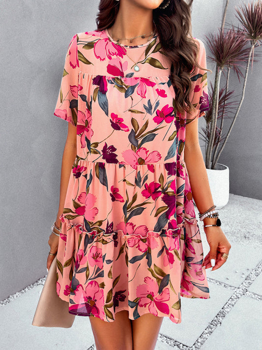 Women's new casual holiday printed short-sleeved dress