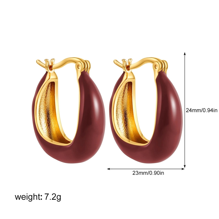 1 Pair Classical Retro U Shape Enamel Copper Earrings