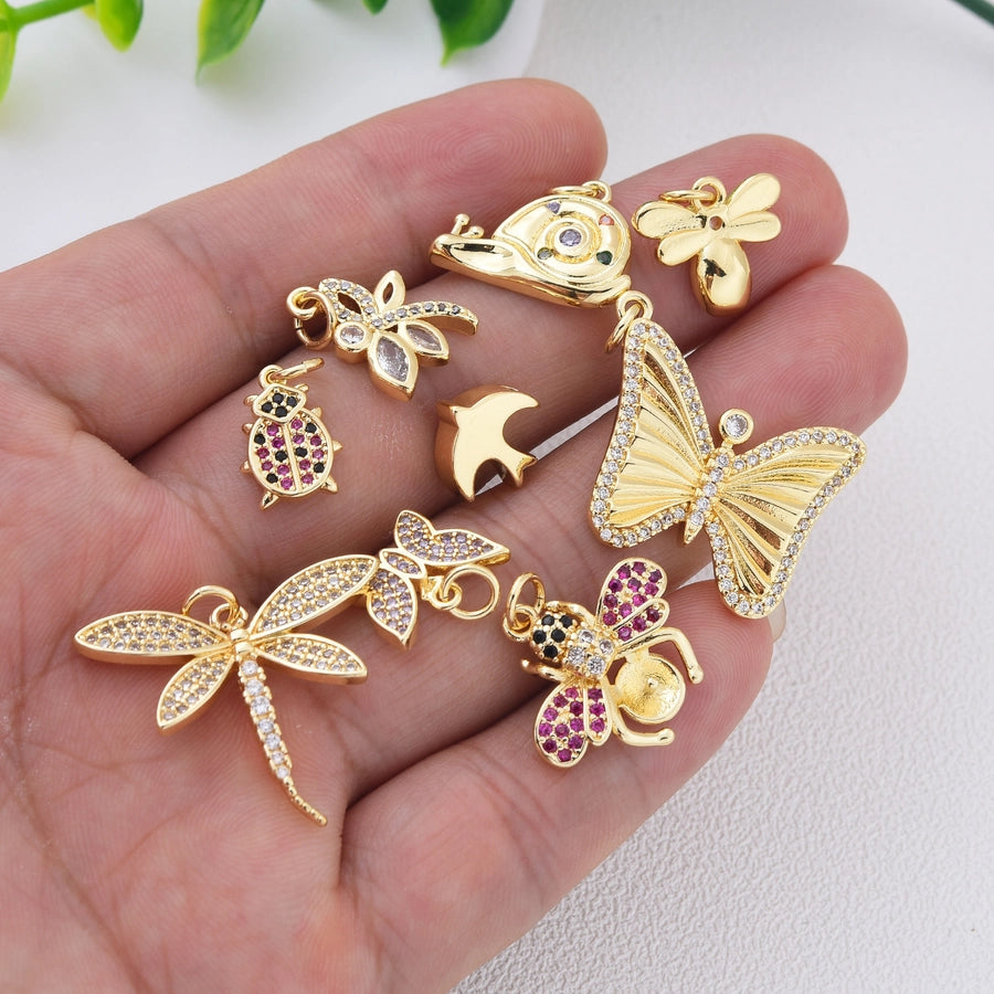 1 Piece Copper Zircon Dragonfly Butterfly Pendant