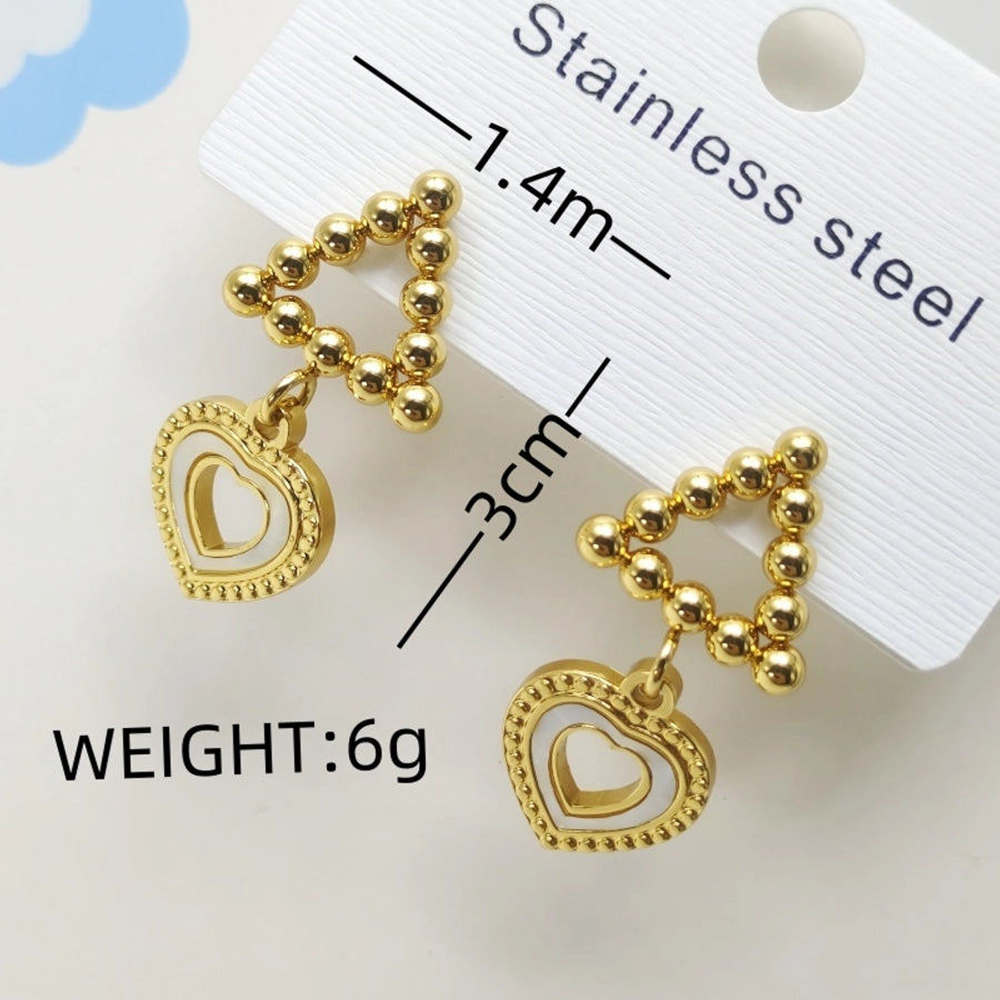 1 Pair IG Style Simple Style Classic Style Pentagram Heart Shape 304 Stainless Steel 18K Gold Plated Drop Earrings