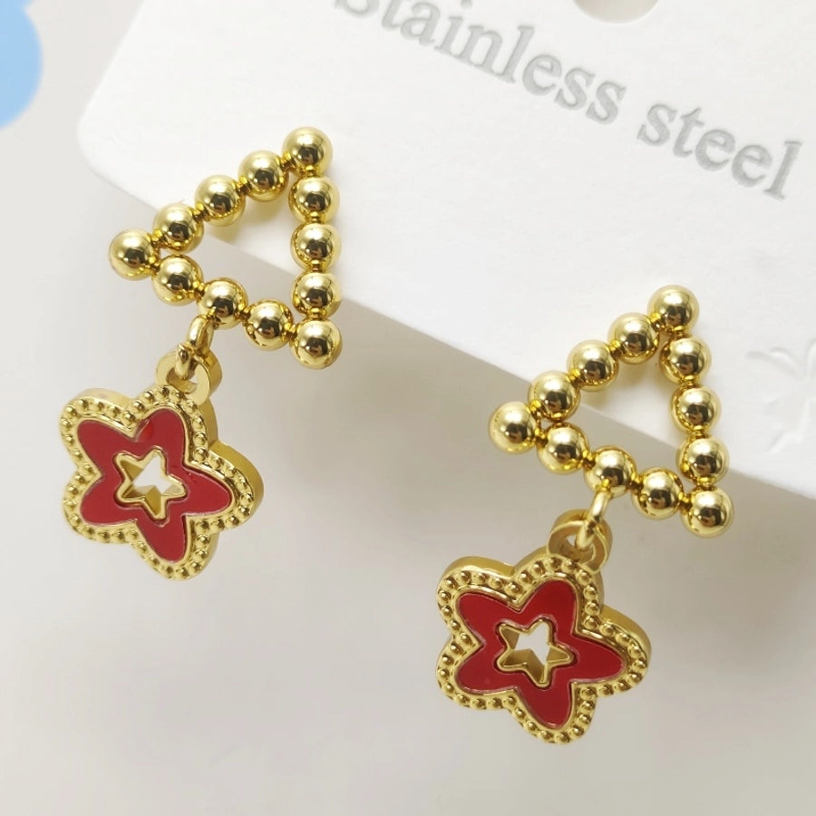 1 Pair IG Style Simple Style Classic Style Pentagram Heart Shape 304 Stainless Steel 18K Gold Plated Drop Earrings