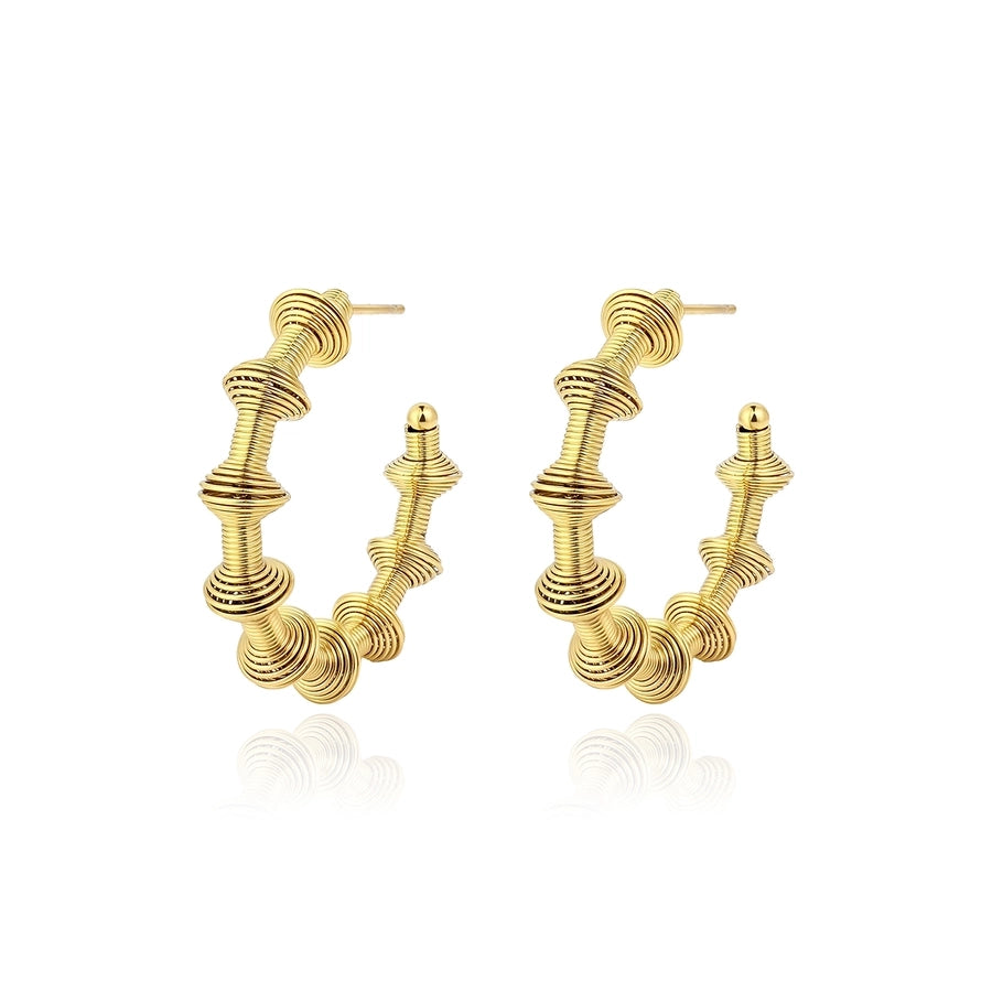 1 Pair Vintage Style C Shape 304 Stainless Steel Gold Plated Ear Studs