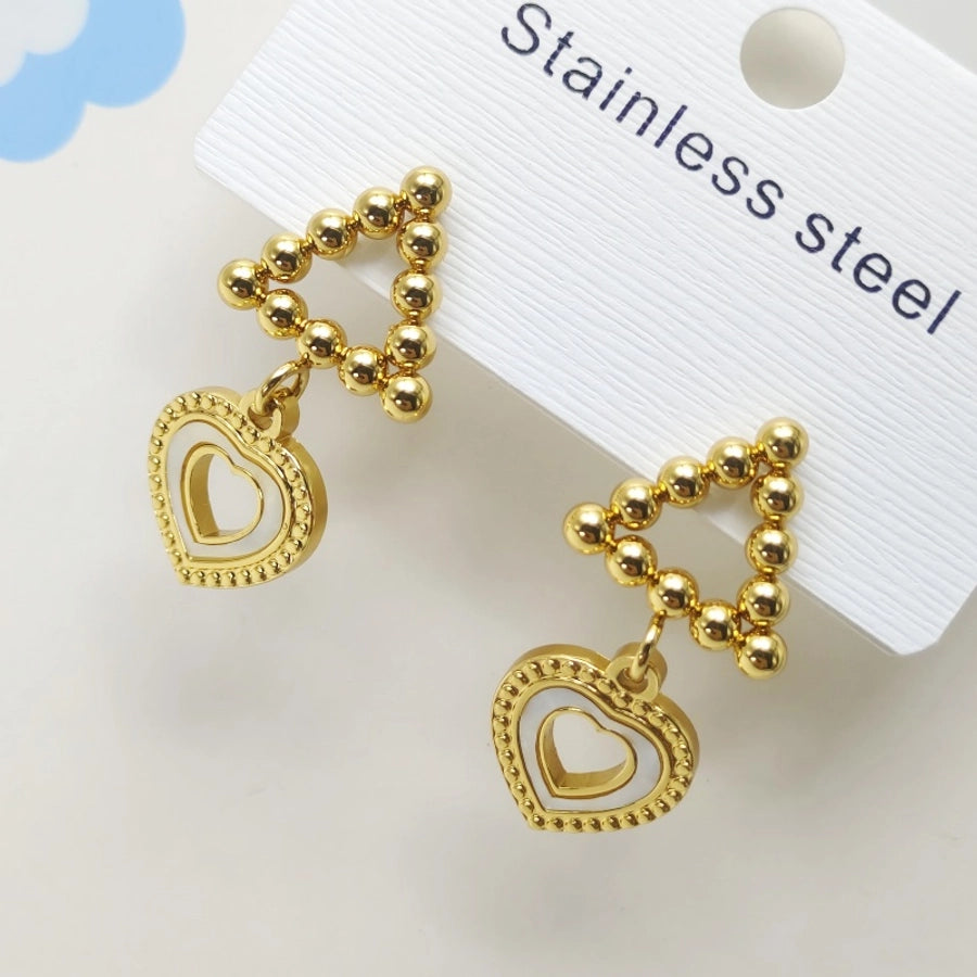 1 Pair IG Style Simple Style Classic Style Pentagram Heart Shape 304 Stainless Steel 18K Gold Plated Drop Earrings