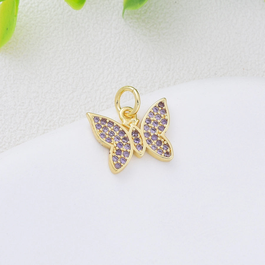 1 Piece Copper Zircon Dragonfly Butterfly Pendant