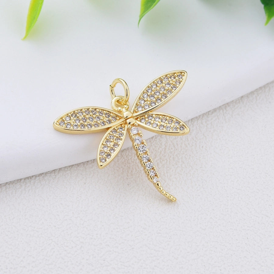 1 Piece Copper Zircon Dragonfly Butterfly Pendant