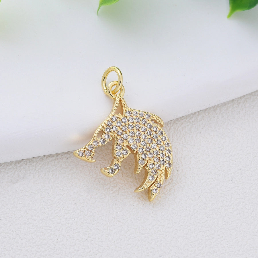 1 Piece Copper Zircon Dog Elephant Pendant