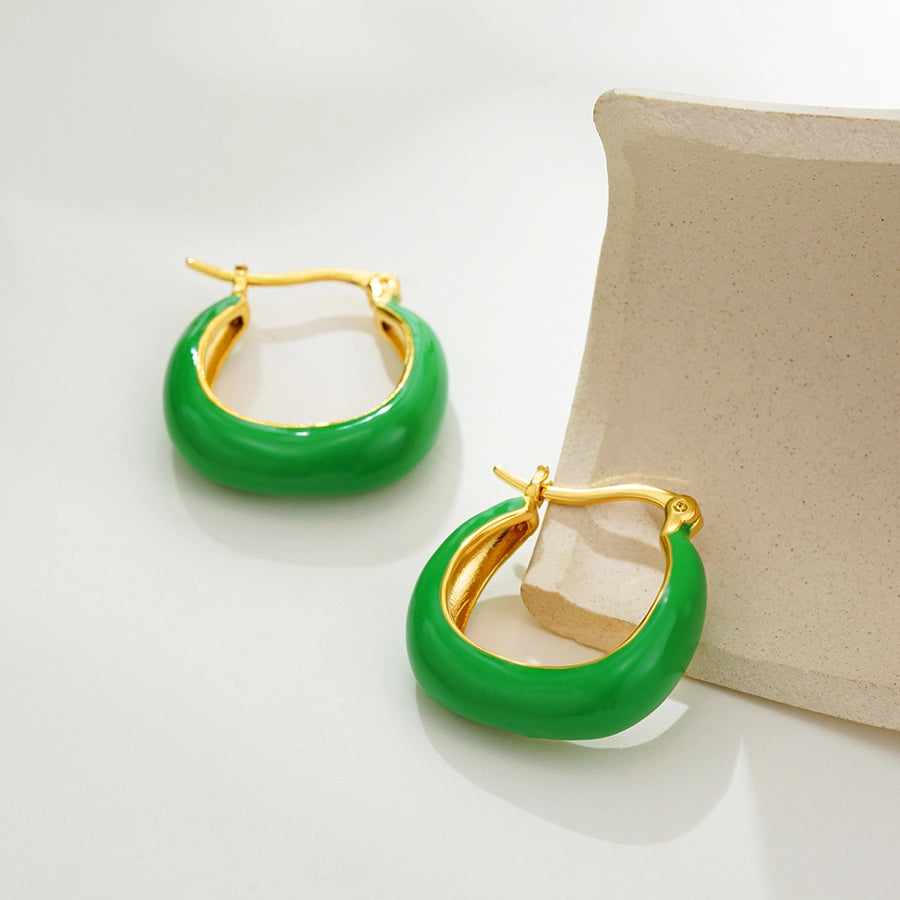 1 Pair Classical Retro U Shape Enamel Copper Earrings