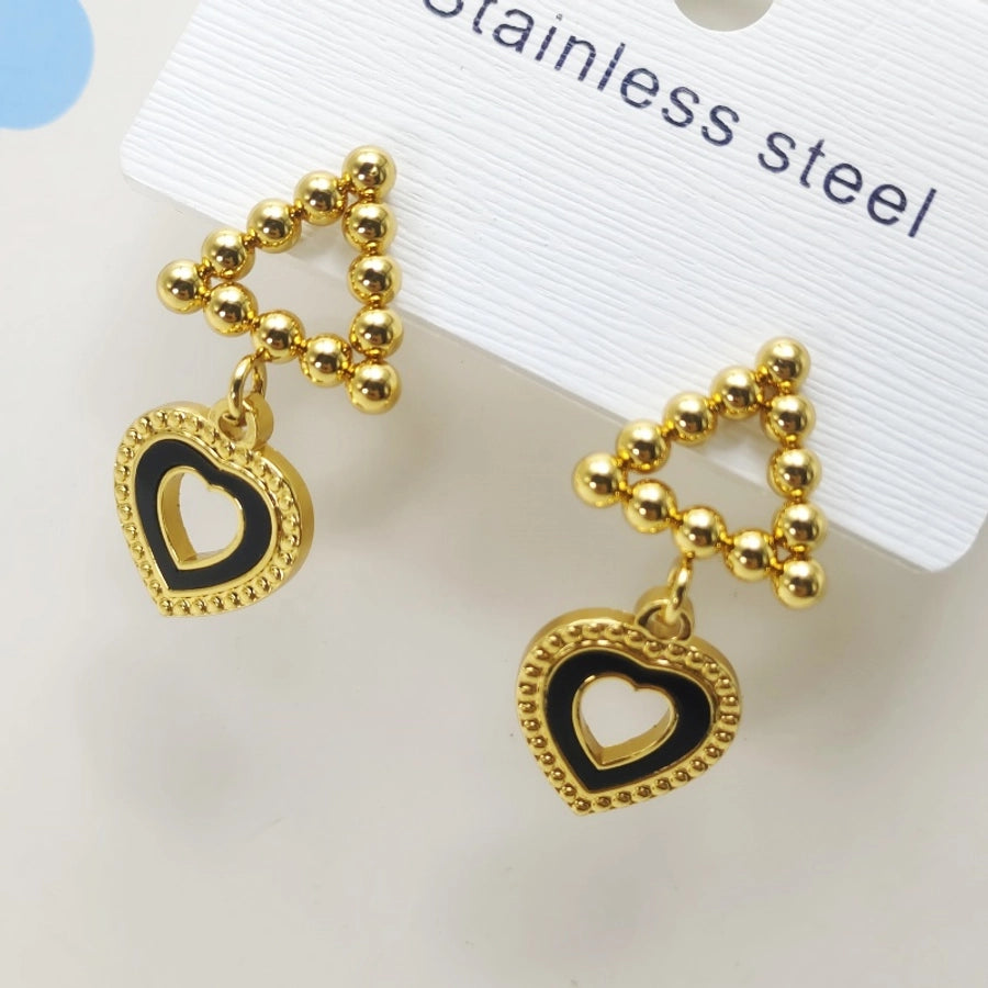 1 Pair IG Style Simple Style Classic Style Pentagram Heart Shape 304 Stainless Steel 18K Gold Plated Drop Earrings