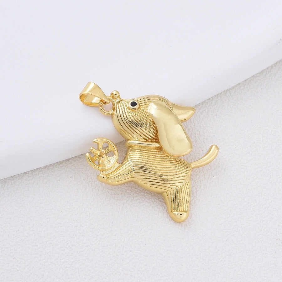 1 Piece Copper Zircon Dog Elephant Pendant