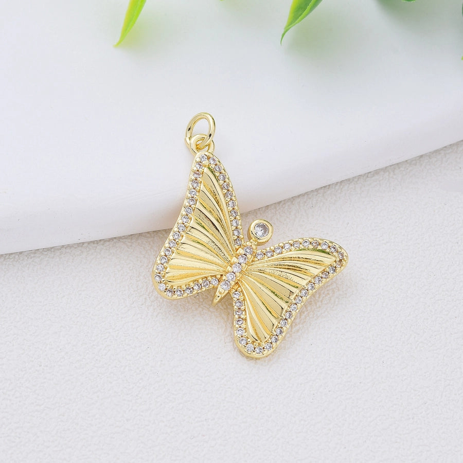 1 Piece Copper Zircon Dragonfly Butterfly Pendant